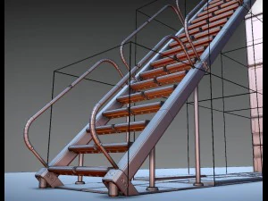 sci-fi ladders and stairs silver 3D Model