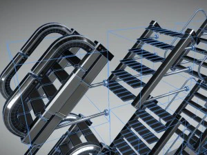 sci-fi ladders and stairs silver 3D Model