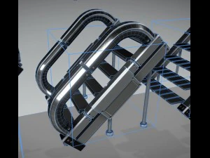 sci-fi ladders and stairs silver 3D Model