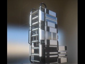 sci-fi ladders and stairs silver 3D Model