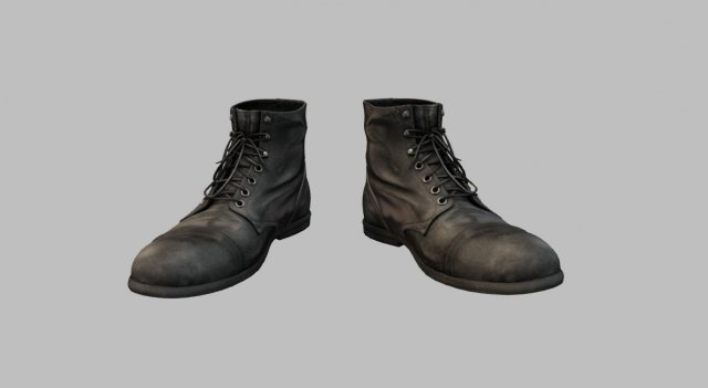 black leather workers boots 3D 모델 .c4d .max .obj .3ds .fbx .stl .blend 