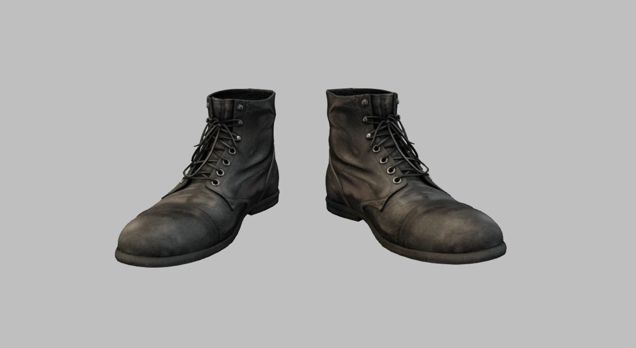 black leather workers boots 3D Model .c4d .max .obj .3ds .fbx .stl .blend 