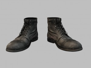 black leather workers boots 3D Model