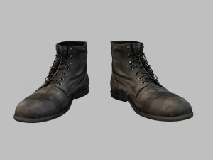 काले चमड़े के श्रमिक जूते 3D मॉडल
