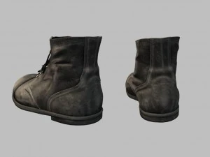 black leather workers boots 3D Model