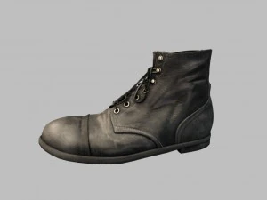 black leather workers boots 3D Model