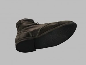 black leather workers boots 3D Model