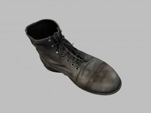 black leather workers boots 3D Model