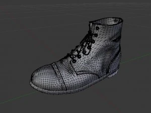 black leather workers boots 3D Model