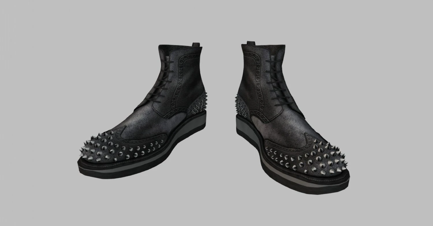 black studded mason boots 3D Model .c4d .max .obj .3ds .fbx .stl .blend 