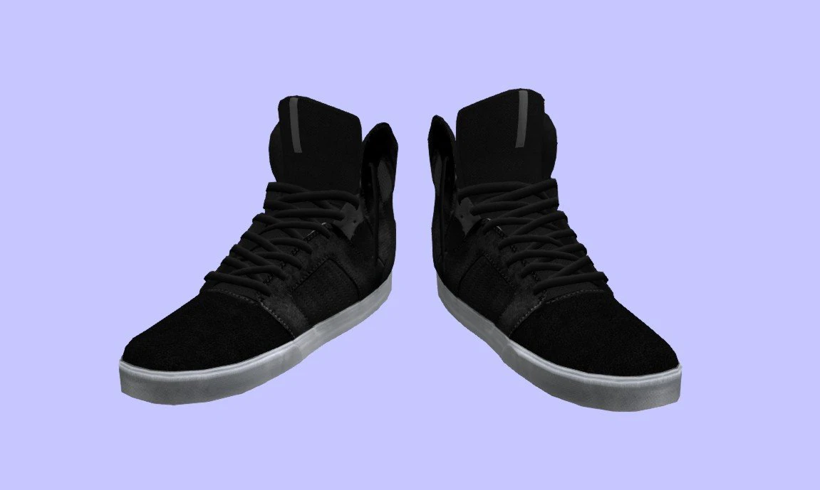 black sneakers low poly 3D Model .c4d .max .obj .3ds .fbx .stl .blend