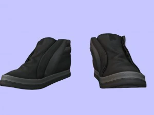 siyah spor ayakkabıları d&uuml;ş&uuml;k poli oyuna hazır 3D Model