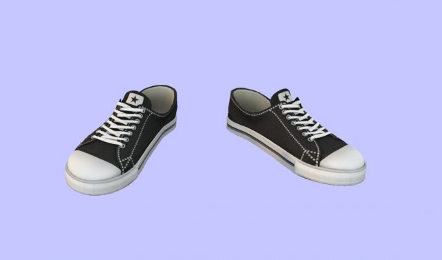 black sneakers sport shoes low-poly Modello 3D .c4d .max .obj .3ds .fbx .stl .blend 