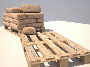 cement bags on pallet 3D 模型
