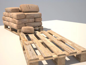 cement bags on pallet 3D Model