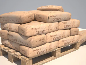 cement bags on pallet 3D Model