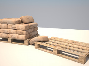 cement bags on pallet 3D 模型