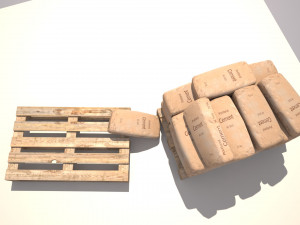 cement bags on pallet 3D 模型