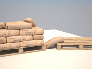cement bags on pallet 3D 模型