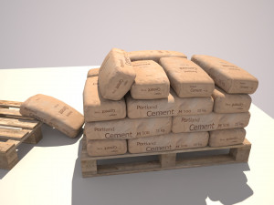 cement bags on pallet 3D 模型