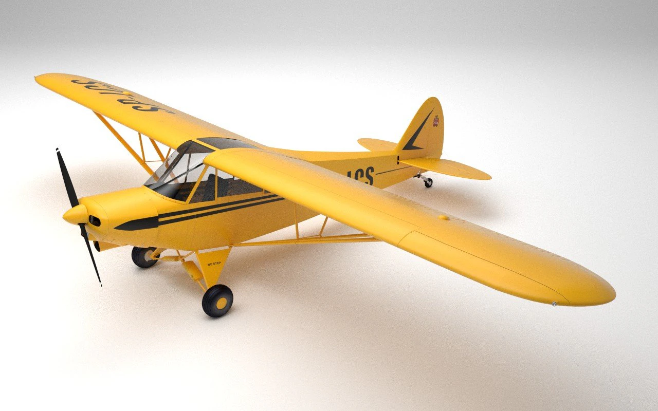 piper pa-18 supercub 3D Model .c4d .max .obj .3ds .fbx .stl .blend 