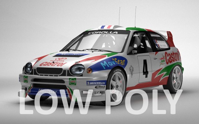 toyota corolla wrc low poly 3D मॉडल .c4d .max .obj .3ds .fbx .stl .blend 