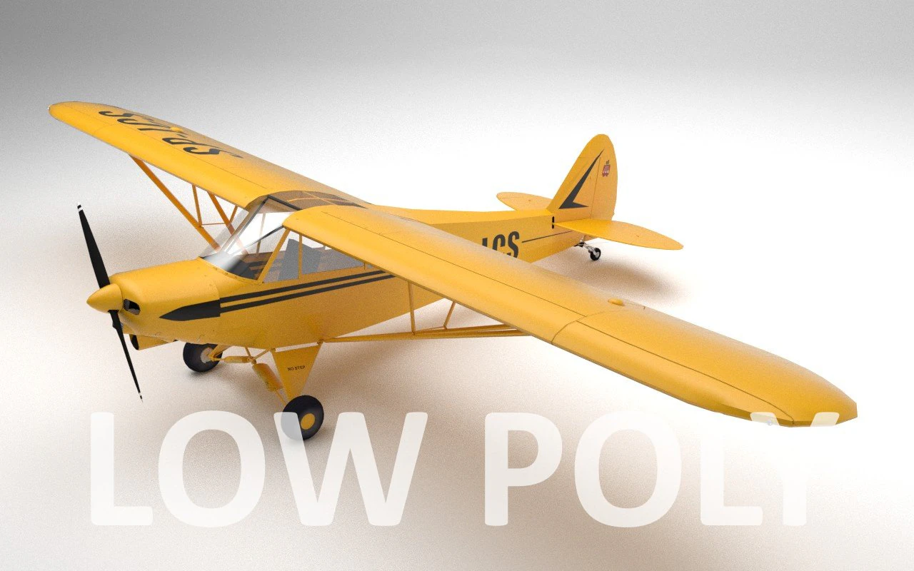 piper pa-18 supercub baixo poli Modelo 3D .c4d .max .obj .3ds .fbx .stl .blend 