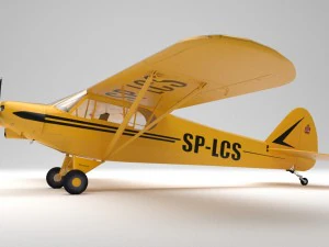 piper pa-18 supercub baixo poli Modelo 3D