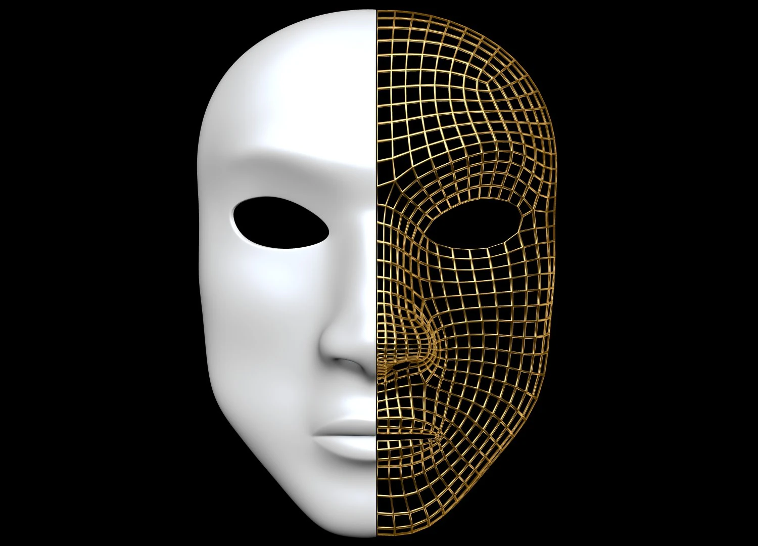Mask Half Wired 3D Model .c4d .max .obj .3ds .fbx .stl .blend 