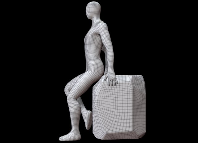 Male Full Body Mannequin Black Plastic 3D Model in Man 3DExport