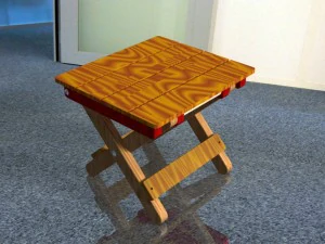 portable wood folding stool 3D Model