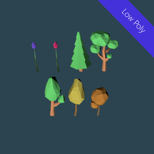 low poly trees 3D-Modell .c4d .max .obj .3ds .fbx .stl .blend 