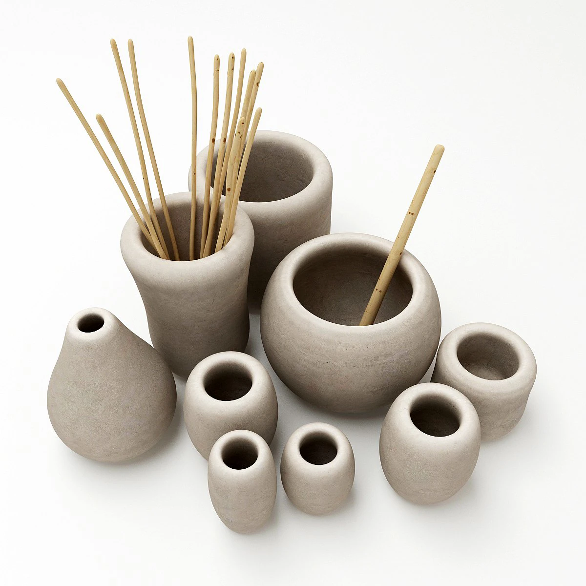 clay dishes 3D Model .c4d .max .obj .3ds .fbx .stl .blend 