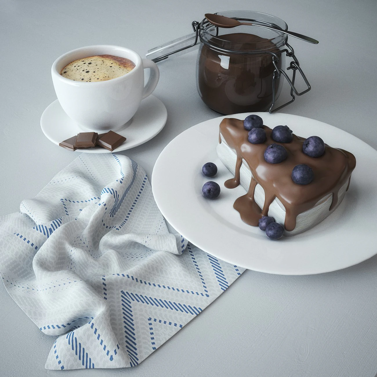 chocolate dessert 3D Model .c4d .max .obj .3ds .fbx .stl .blend