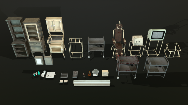props hospital - game ready 3D 模型 .c4d .max .obj .3ds .fbx .stl .blend 