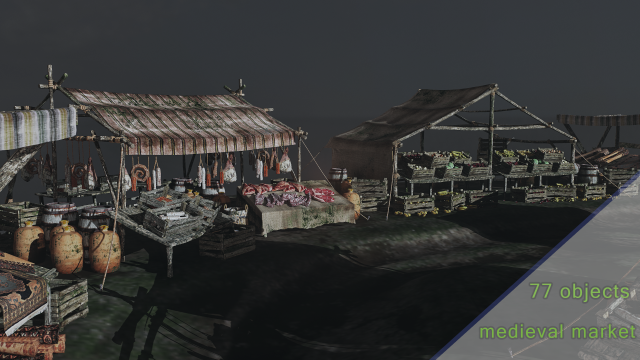 medieval market 3D Модель .c4d .max .obj .3ds .fbx .stl .blend 