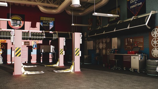 scene auto repair shop 3D मॉडल .c4d .max .obj .3ds .fbx .stl .blend 