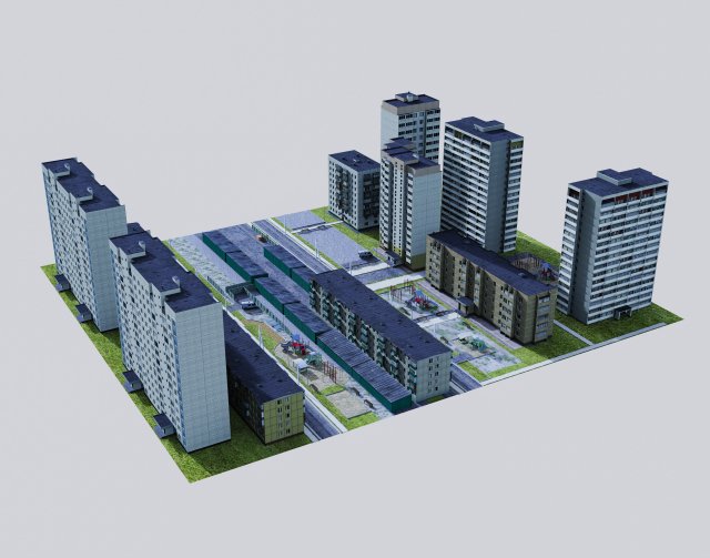 russian streets 3D मॉडल .c4d .max .obj .3ds .fbx .stl .blend 