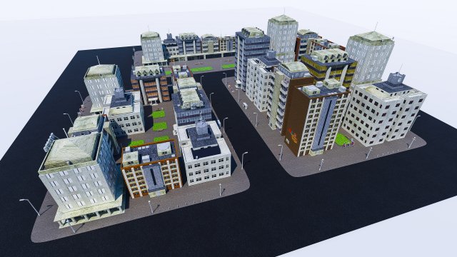 city part 2 3D मॉडल .c4d .max .obj .3ds .fbx .stl .blend