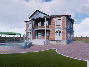 cottage with manor 3D Model