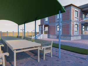 cottage with manor 3D Model