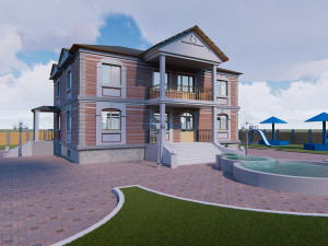 cottage with manor 3D Model