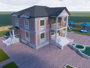 cottage with manor 3D Model