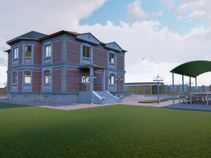 cottage with manor 3D Model
