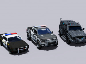 police army machines 3D Model
