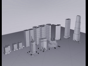 office buildings skyscrapers 3D Модель