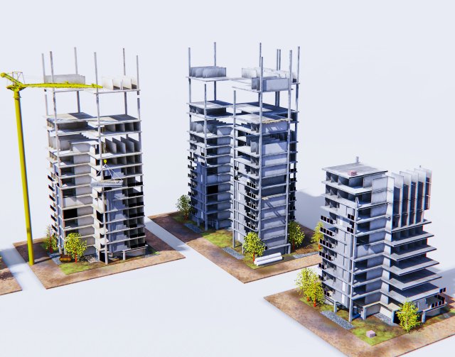 construction of buildings 3Dモデル .c4d .max .obj .3ds .fbx .stl .blend 