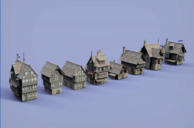medieval village house Modèle 3D .c4d .max .obj .3ds .fbx .stl .blend 