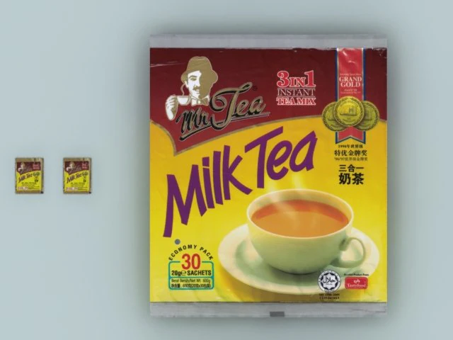 mr tea 3-in-1 milk tea sachets big bag max 3D Model .c4d .max .obj .3ds .fbx .stl .blend