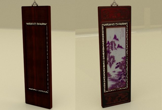 chinese art hanging wall panel blend 3D Model .c4d .max .obj .3ds .fbx .stl .blend 